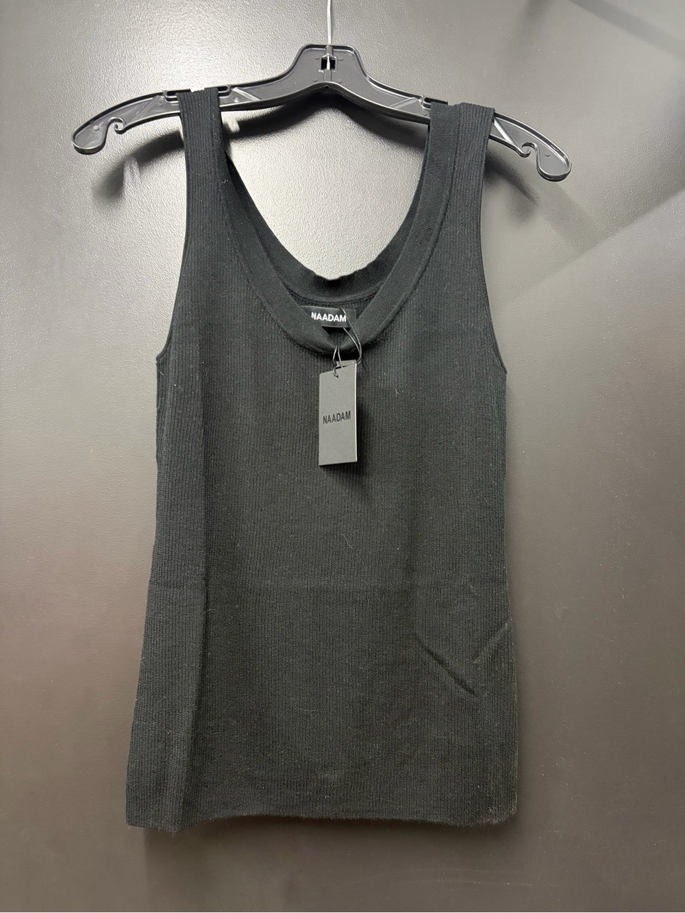 NAADAM Black Ribbed Scoop-Neck Tank